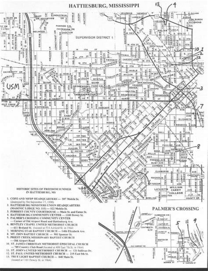 Hattiesburg Mississippi City Map Founded 1882 Mississippi State