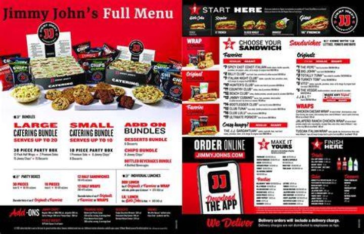 Printable Jimmy Johns Menu