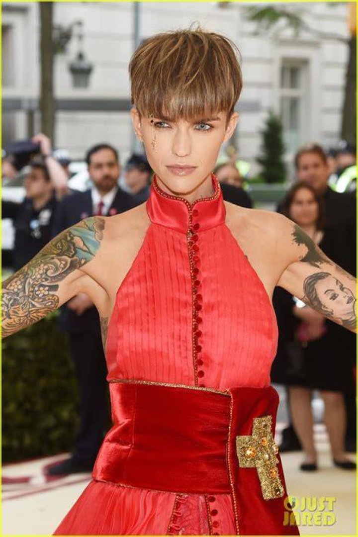 Ruby Rose shows off her tattoos as she poses in the nude
