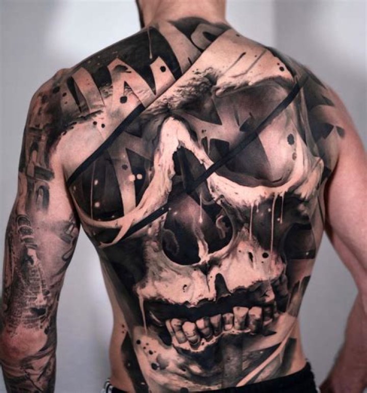 Skull Tattoo Back Of Head Hair Viraltattoo