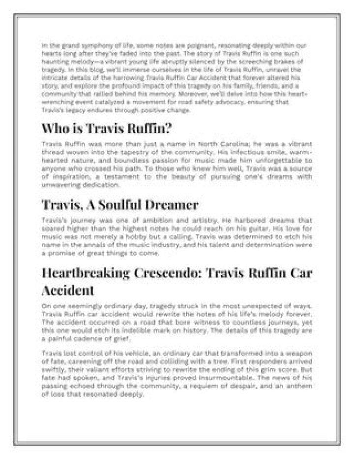 Travis Ruffin Car Accident Details Explained Top Online General